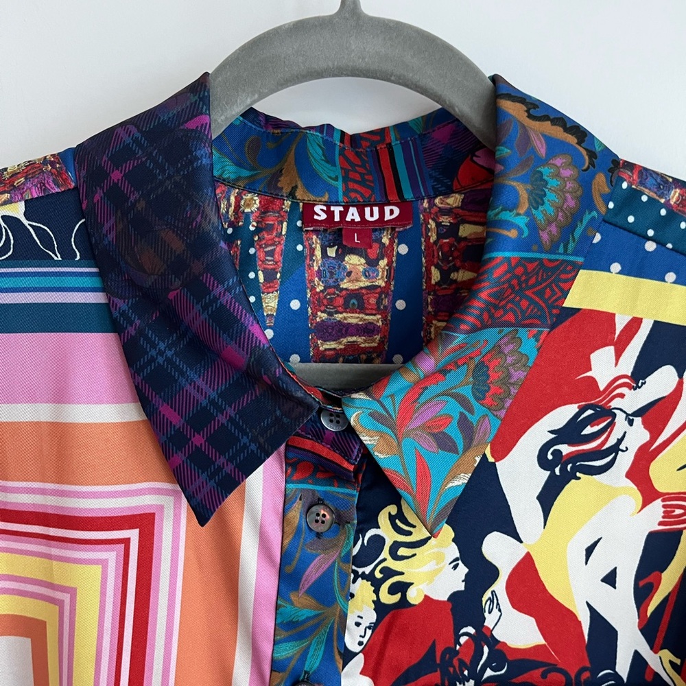 Staud Patchwork Button Down Shirt - Size L - image 4